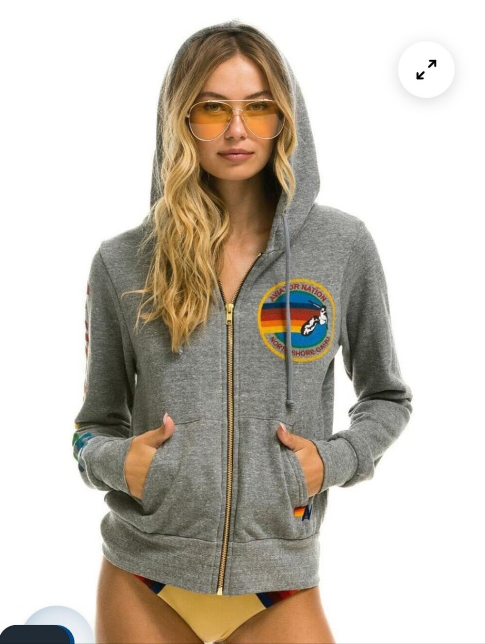 AVIATOR NATION NORTH SHORE HOODIE - HEATHER GREY